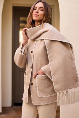 Tribal Button Coat W/ Scarf