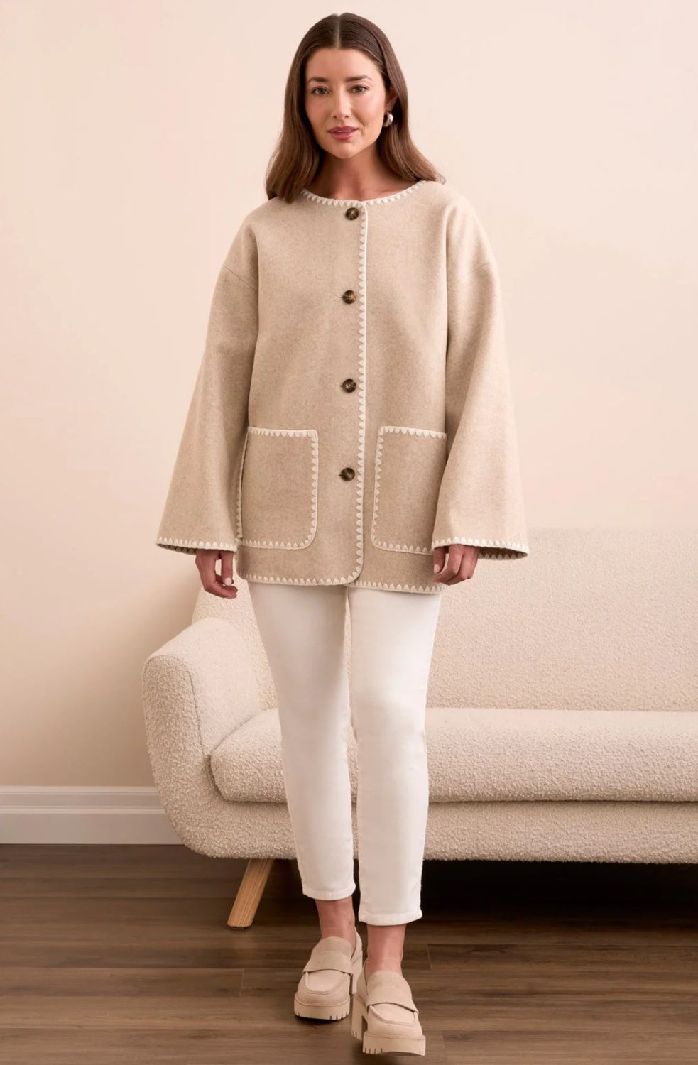 Tribal Button Coat W/ Scarf