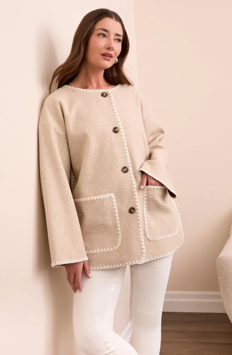 Tribal Button Coat W/ Scarf