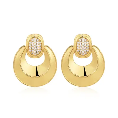 Luv AJ Pave Doorknocker Hoops