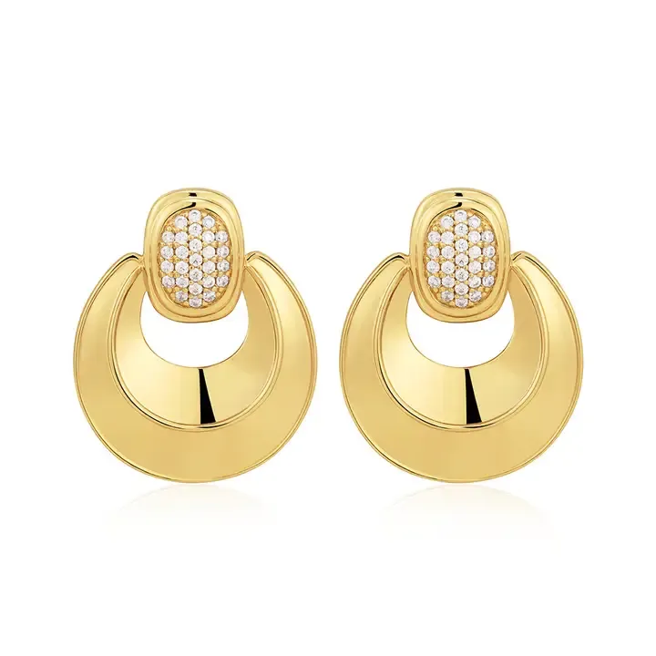 Luv AJ Pave Doorknocker Hoops