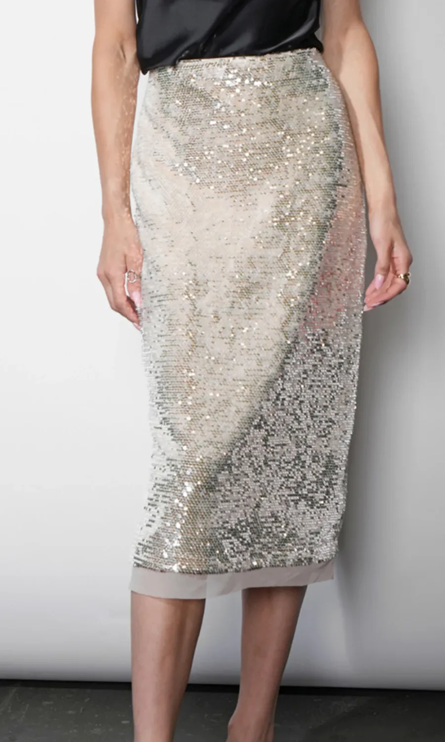 Greylin Velvet Sequin Midi Skirt