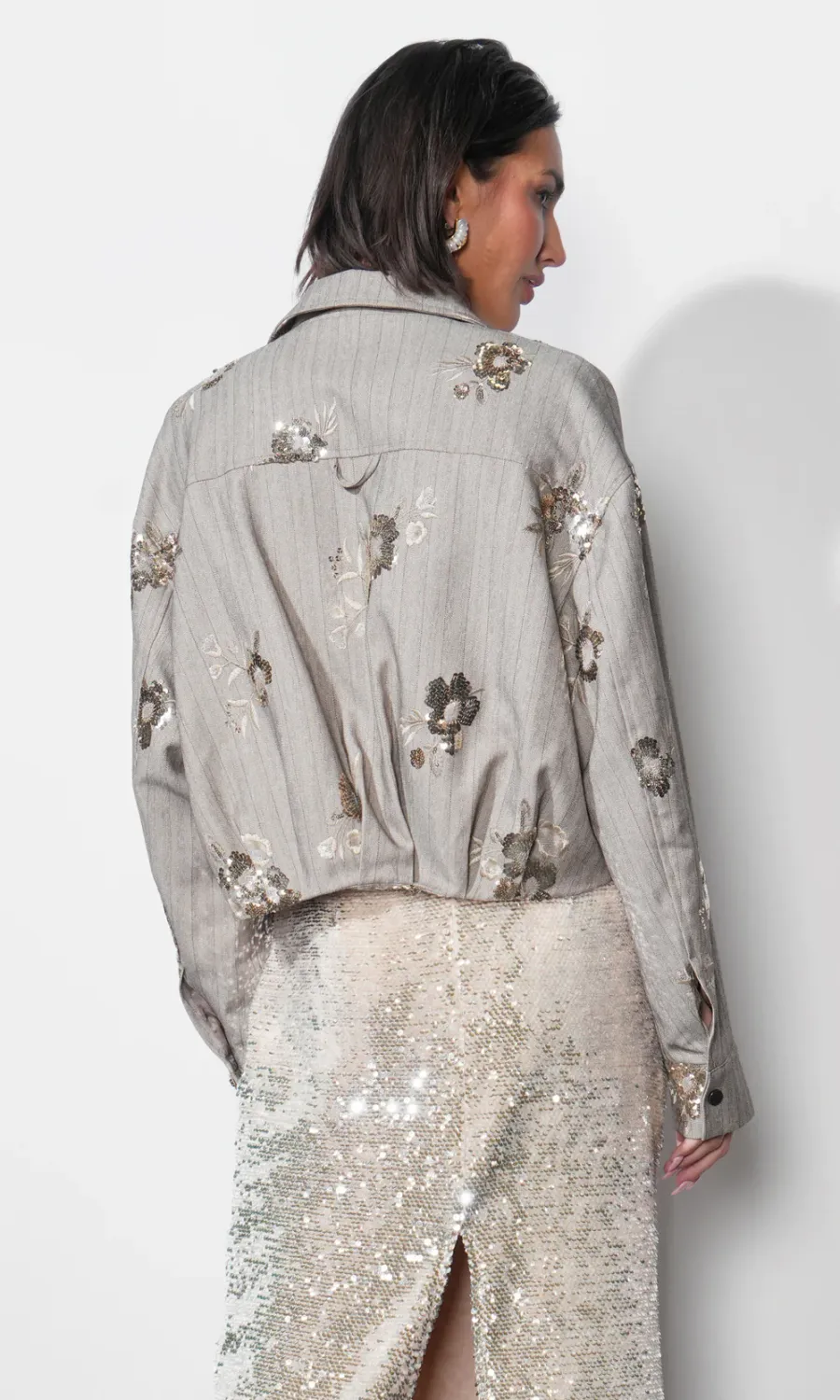 Greylin Brielle Sequin Embroidered Zip Up