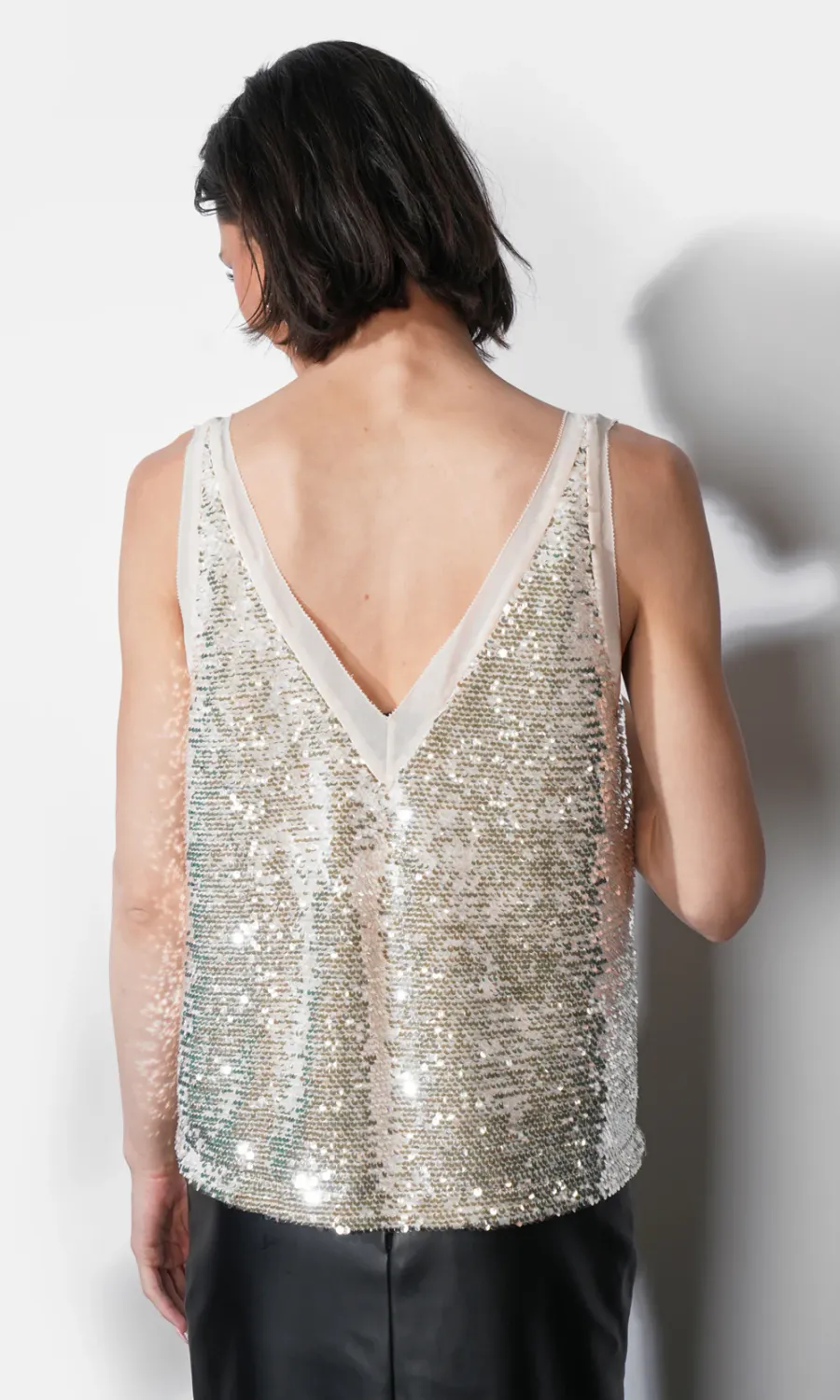 Greylin Ivy V Neck Sequin Top
