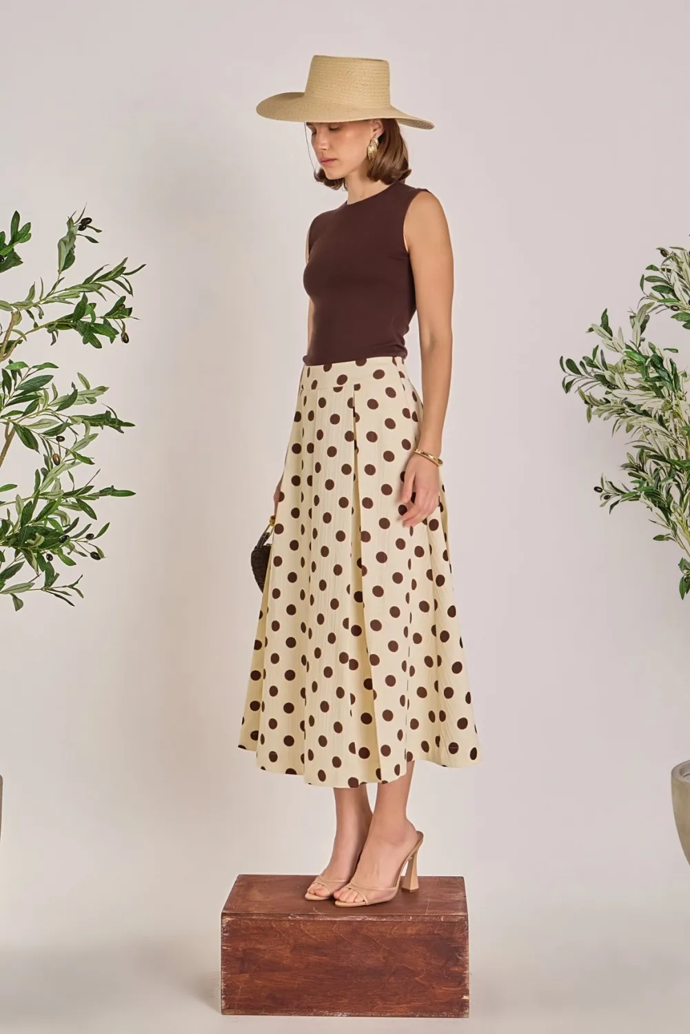 English Factory Polka Dot Midi Skirt