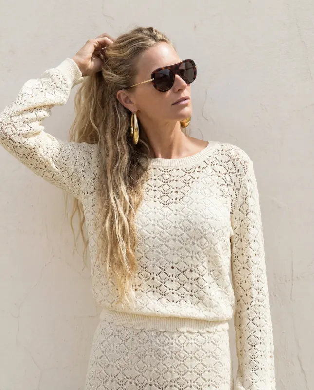 Amanda Maria Crochet Lace LS