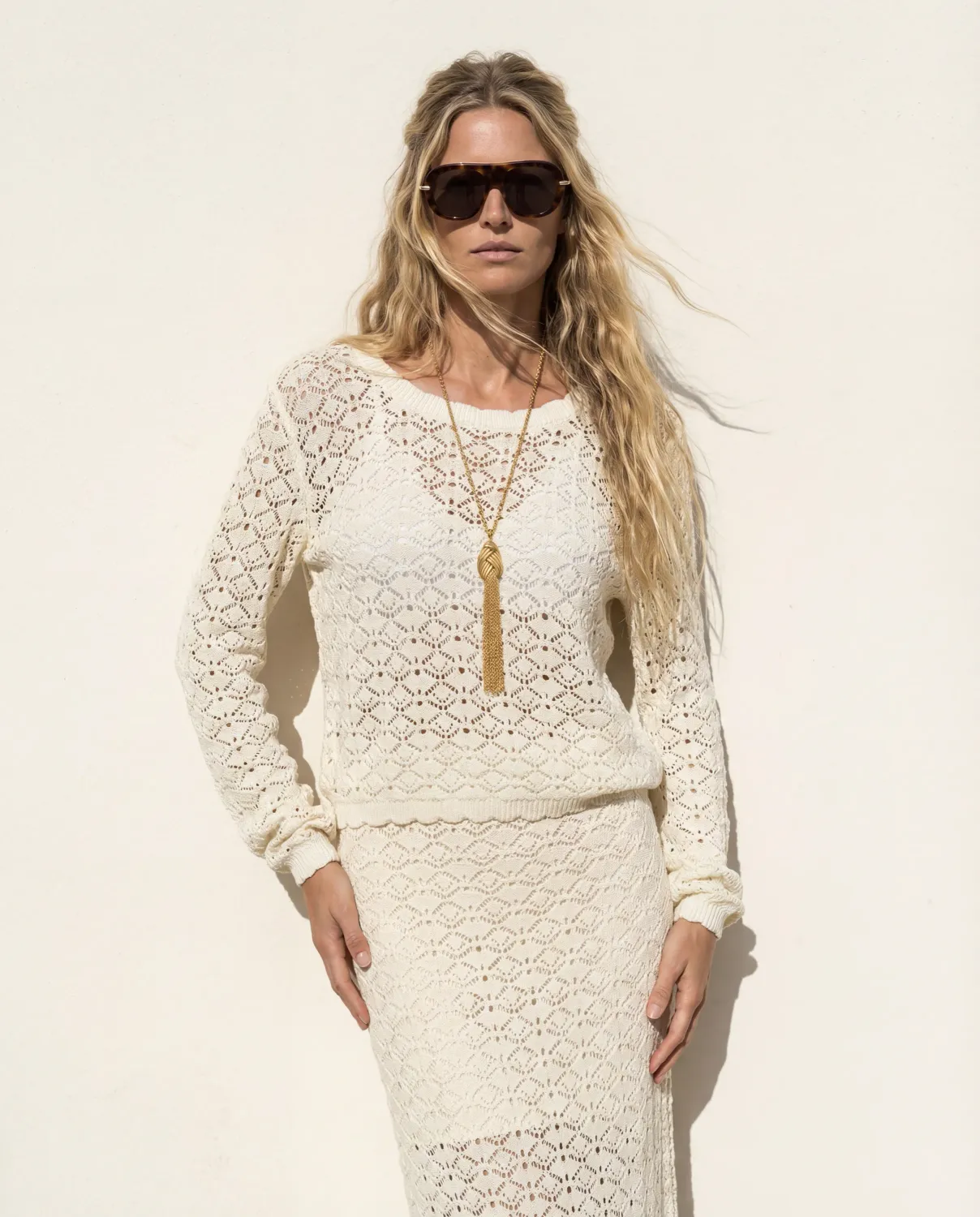 Amanda Maria Crochet Lace LS