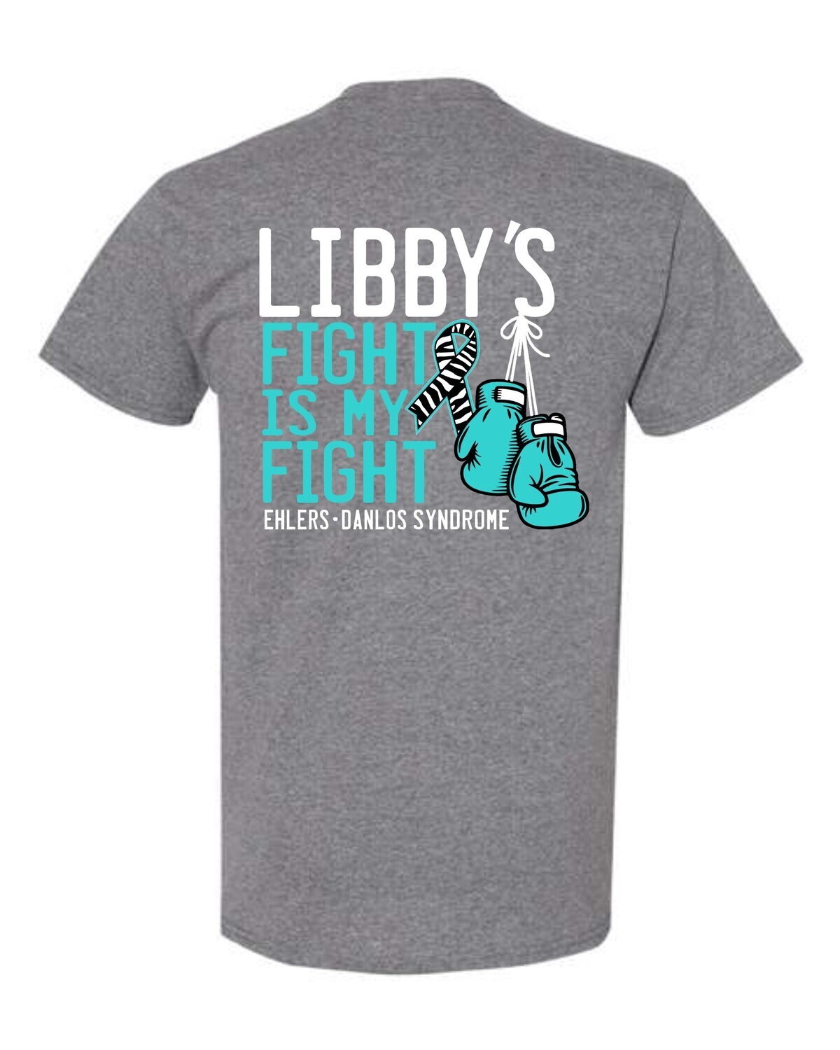 LIBBY'S FIGHT-5000 GRAPHITE HEATHER UNI-SEX T-SHIRT (BACK PRINT ONLY)