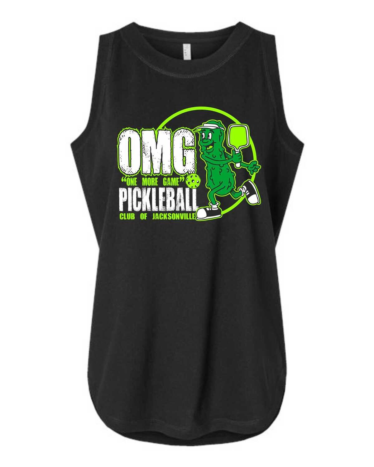 OMG PICKLEBALL-3592 BLACK SOFT STYLE LADIES TANK (RELAXED FIT)