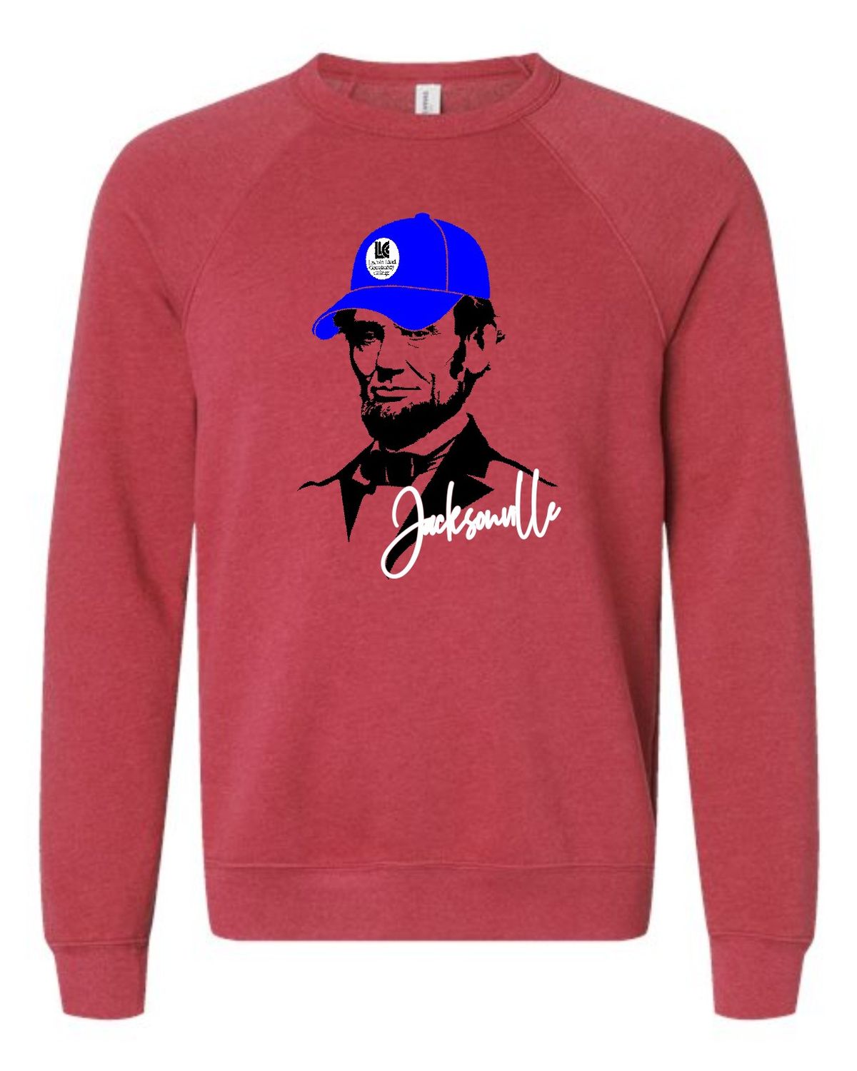 LLC-3901 RED-BLUE CAP LINCOLN JACKSONVILLE CREWNECK SWEATSHIRT