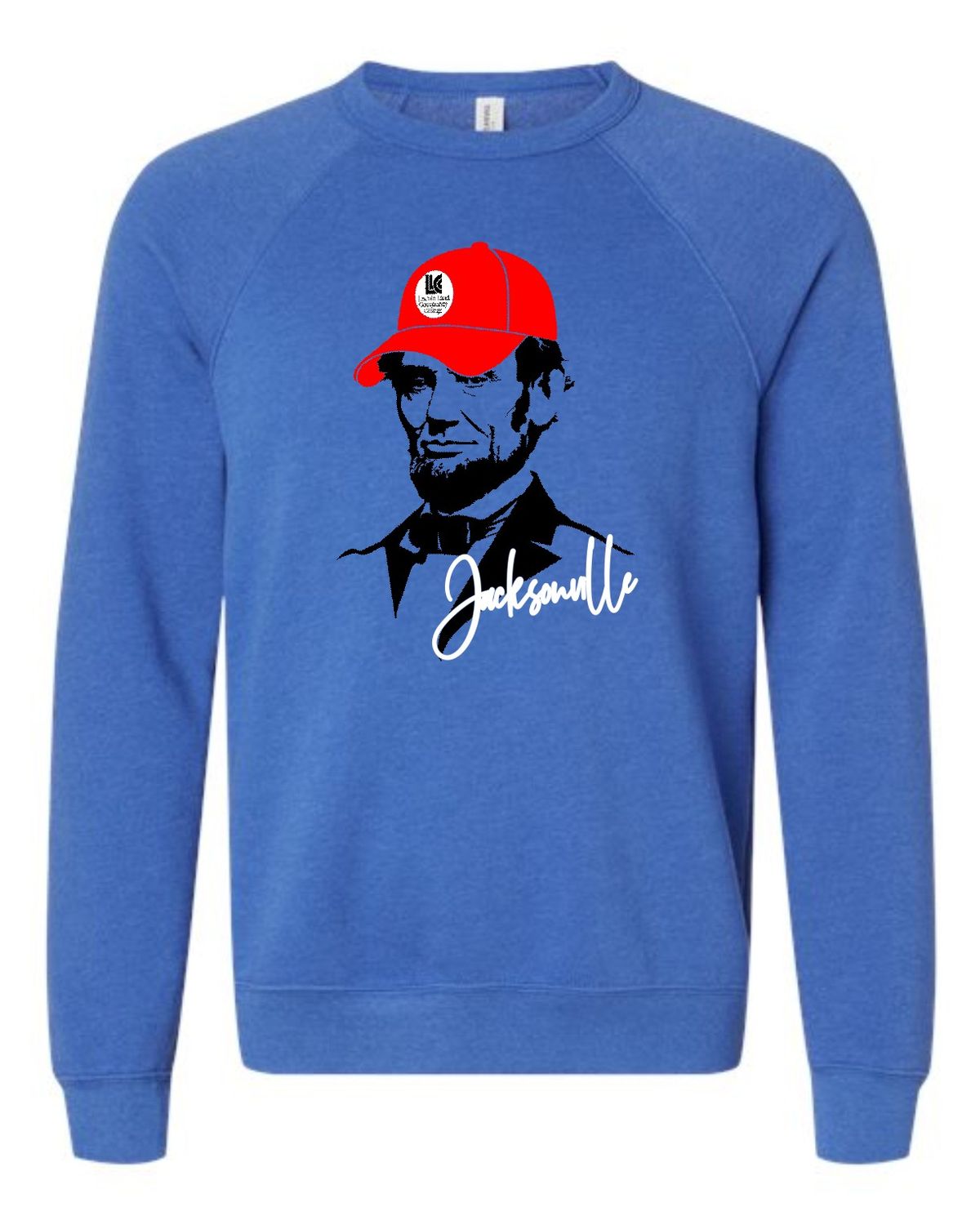 LLC-3901 ROYAL-RED CAP LINCOLN JACKSONVILLE CREWNECK SWEATSHIRT