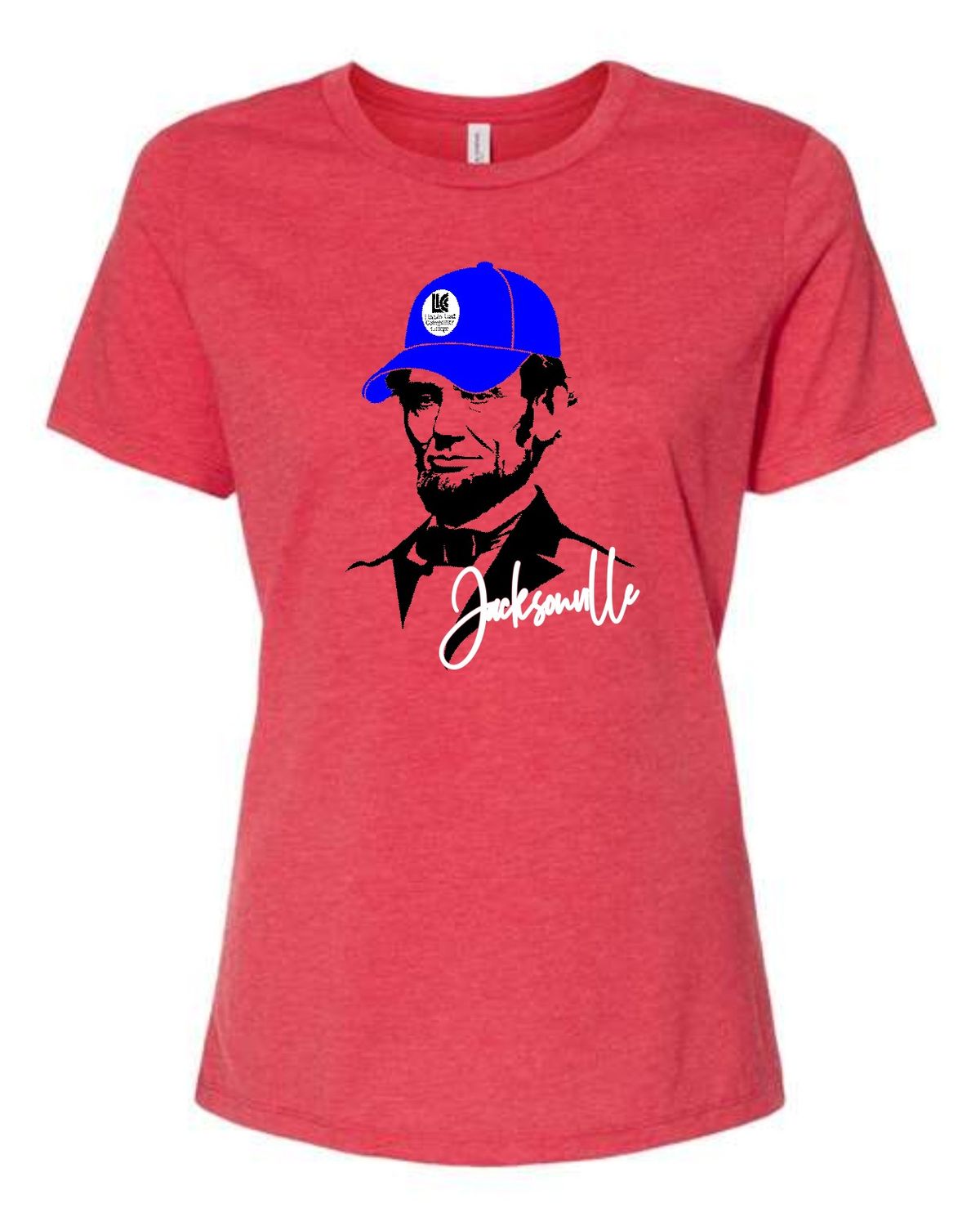 LLC-6400CVC RED-BLUE CAP LINCOLN JACKSONVILLE  LADIES T-SHIRT