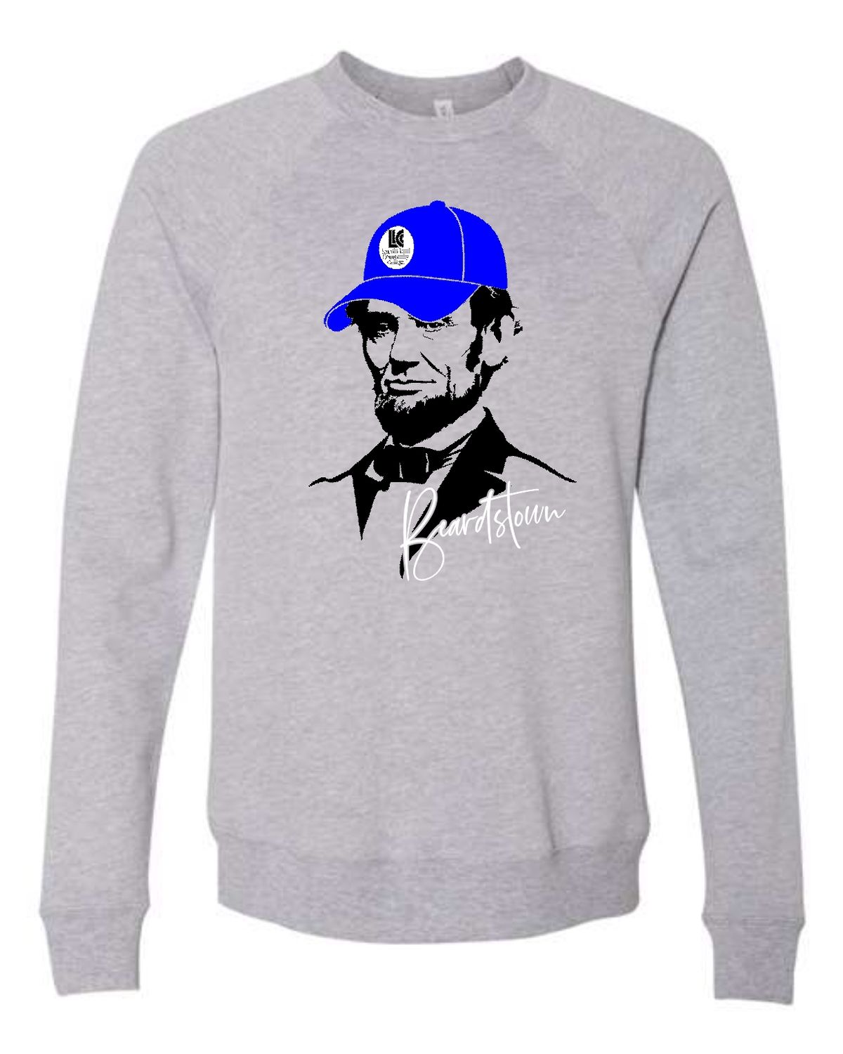 LLC-3901 ATHLETIC HEATHER-BLUE CAP BEARDSTOWN LINCOLN CREWNECK SWEATSHIRT