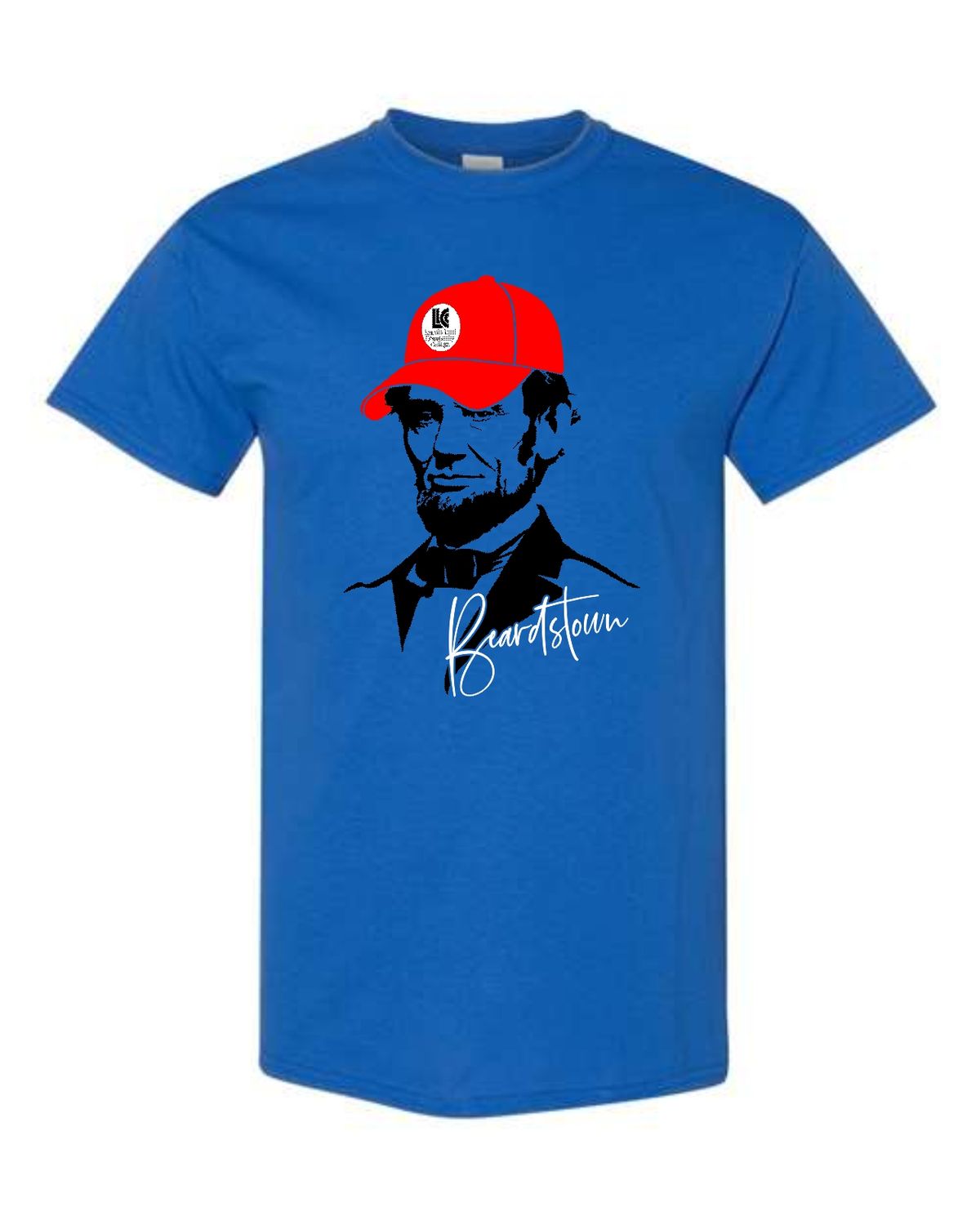 LLC-3001CVC ROYAL BLUE-RED CAP BEARDSTOWN LINCOLN UNI-SEX T-SHIRT