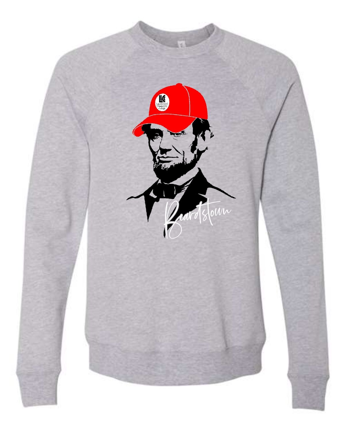 LLC-3901 ATHLETIC HEATHER-RED CAP LINCOLN BEARDSTOWN CREWNECK SWEATSHIRT