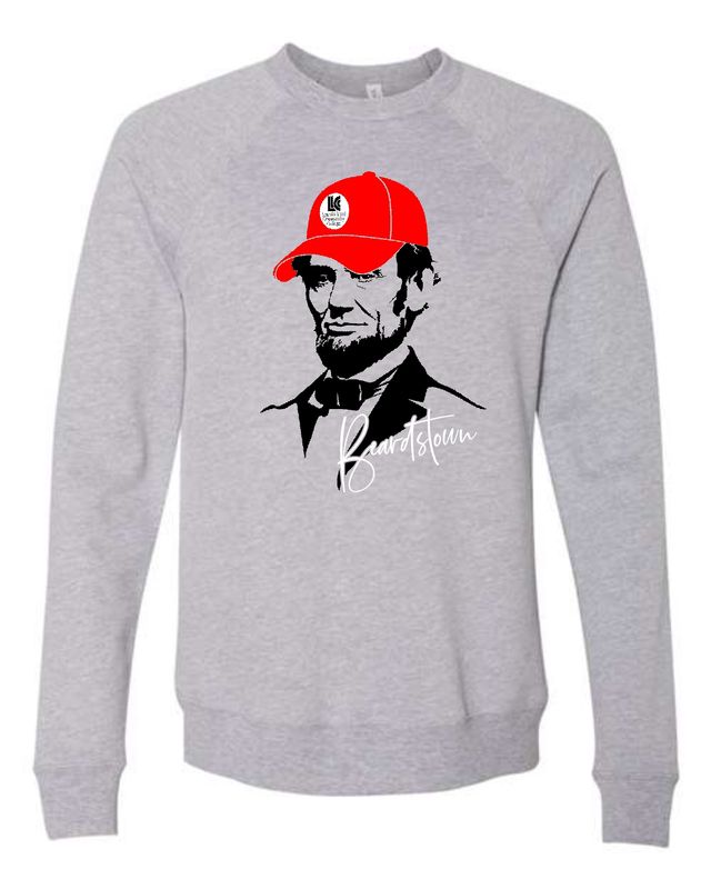 LLC-3901 ATHLETIC HEATHER-RED CAP LINCOLN BEARDSTOWN CREWNECK SWEATSHIRT