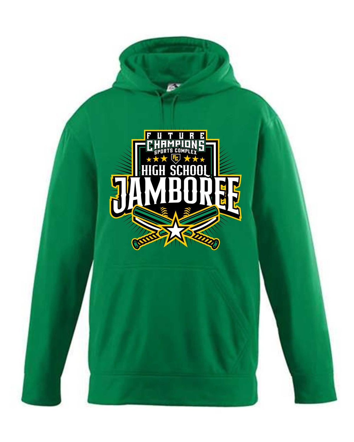 FC-HIGH SCHOOL JAMBOREE 1454 KELLY GREEN  DRI-FIT HOODIE (FRONT PRINT &amp; BACK PRINT)