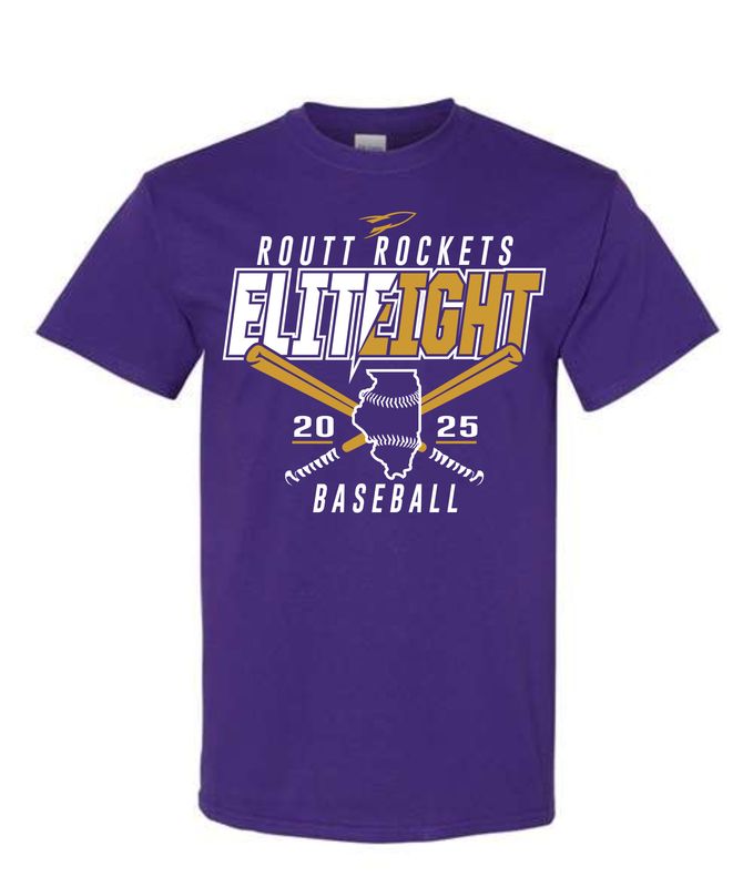 ROUTT BASEBALL ELITE 8-5000 PURPLE UNI-SEX T-SHIRT