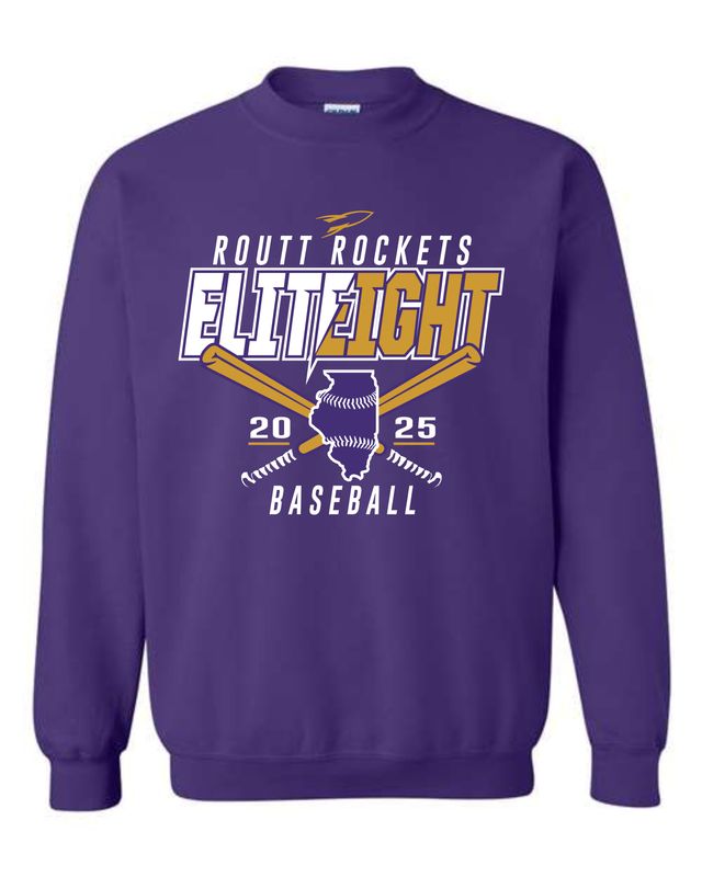 ROUTT BASEBALL ELITE 8-18000 PURPLE CREW NECK SWEATSHIRT