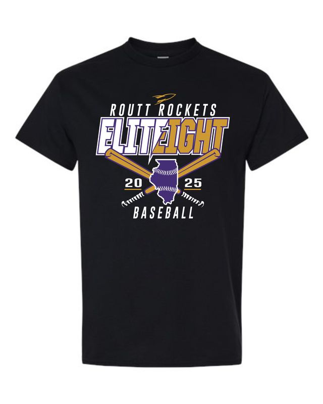 ROUTT BASEBALL ELITE 8-5000 BLACK UNI-SEX T-SHIRT