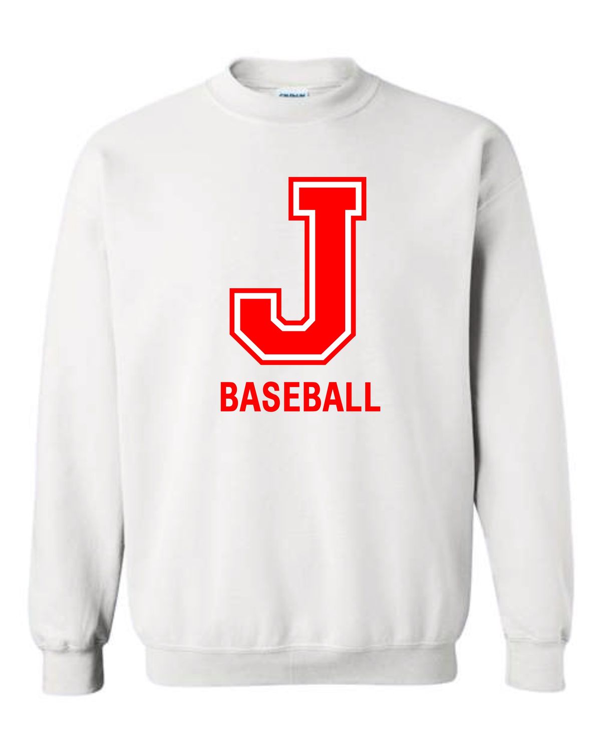 CRIMSONS BASEBALL-18000 WHITE J BASEBALL CREW NECK SWEATSHIRT