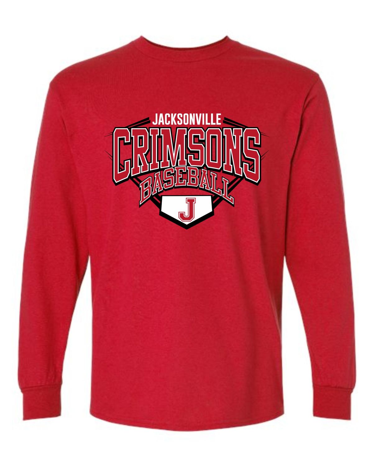 CRIMSONS BASEBALL-5400 J PLATE RED LONG SLEEVE-T