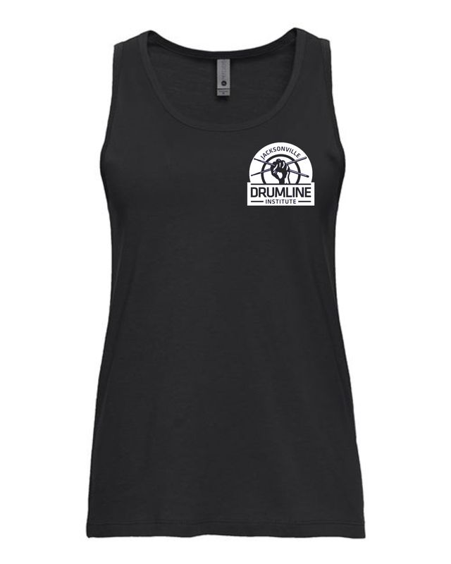 DRUMLINE-3933 BLACK LADIES TANK / FRONT &amp; BACK PRINT