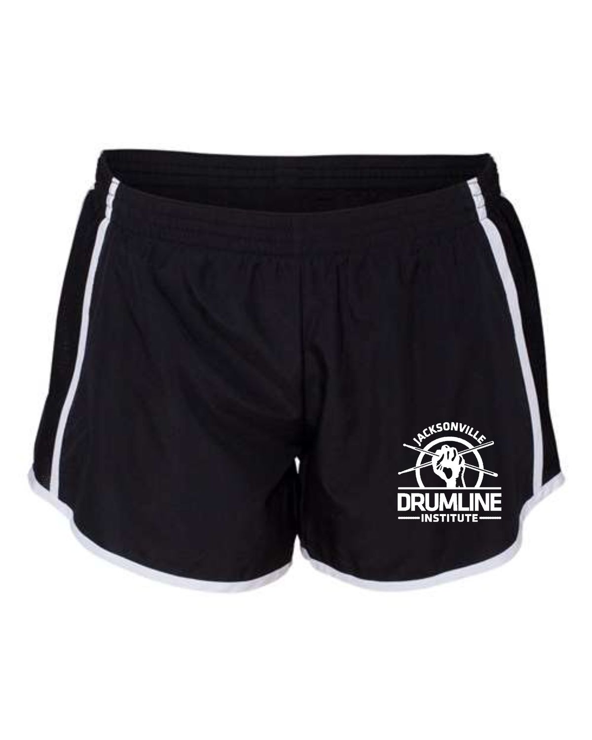 DRUMLINE-1265 BLACK LADIES SHORTS / LEG PRINT