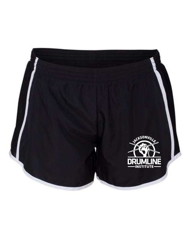 DRUMLINE-1265 BLACK LADIES SHORTS / LEG PRINT