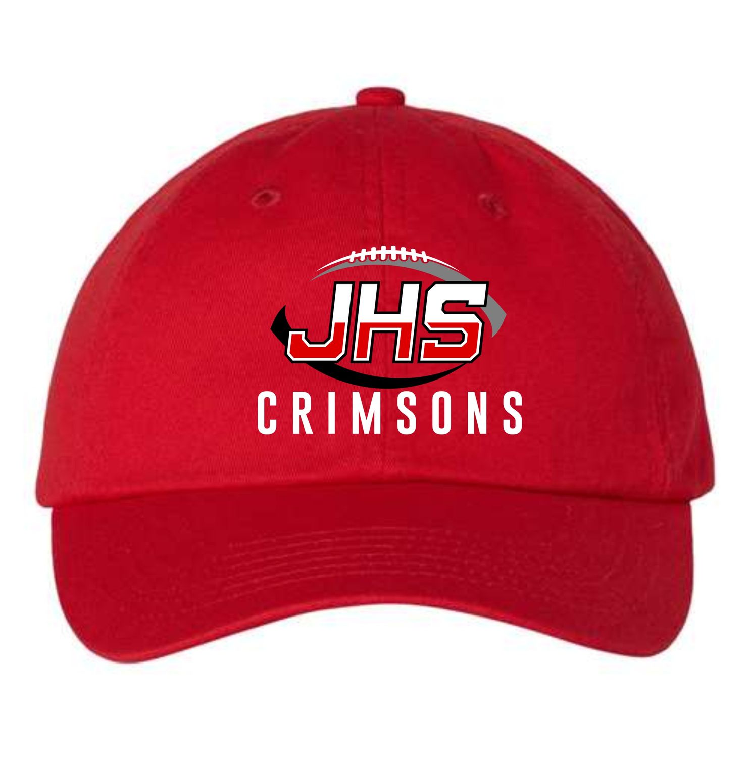 JHS CRIMSONS FOOTBALL-VC300A RED UNSTRUCTURED HAT (EMBROIDERED)