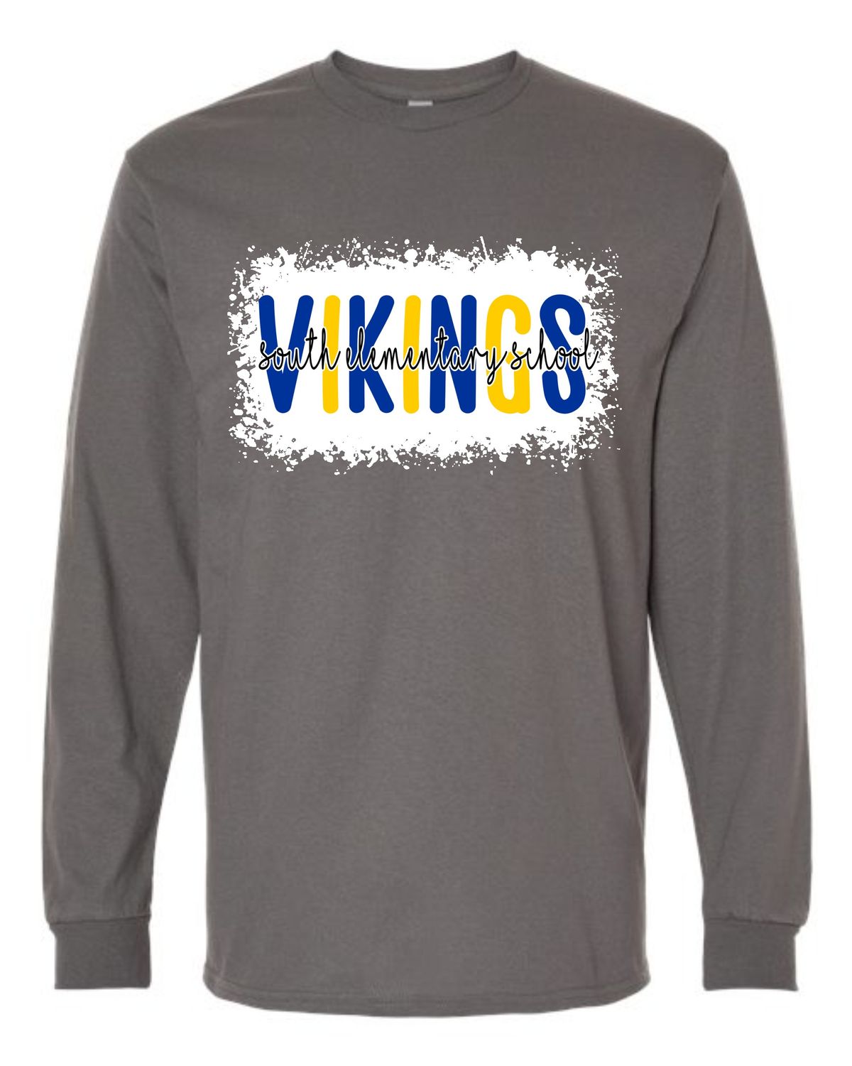 SOUTH SCHOOL VIKINGS-2400 CHARCOAL LONG SLEEVE-T