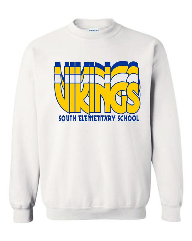 SOUTH SCHOOL VIKINGS-18000 WHITE CREWNECK SWEATSHIRT