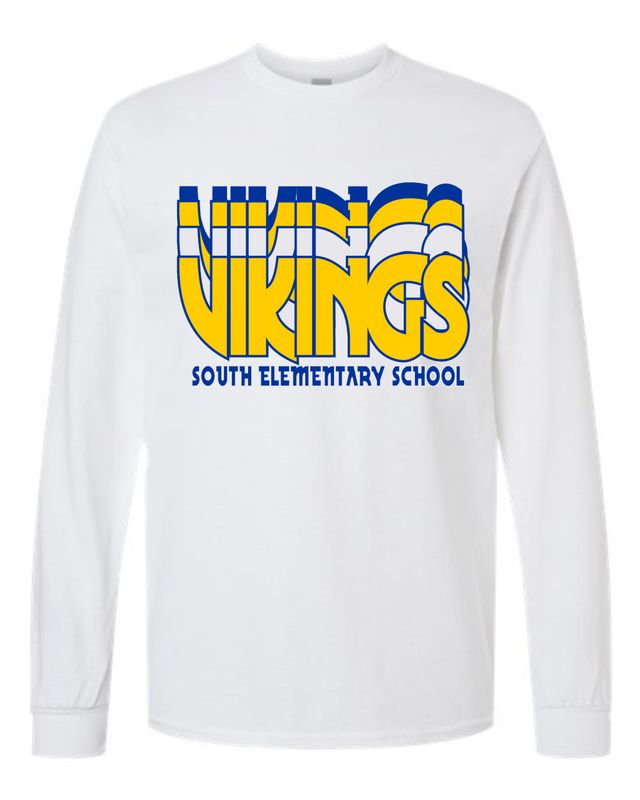 SOUTH SCHOOL VIKINGS-2400 WHITE LONG SLEEVE-T