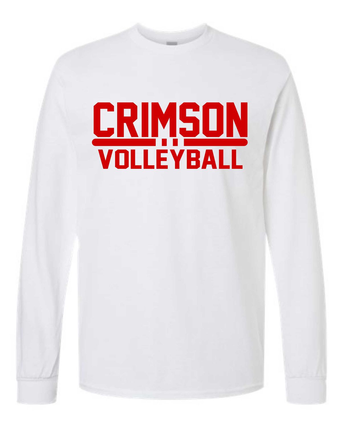 CRIMSON VOLLEYBALL-5400 WHITE LONG SLEEVE-T (FRONT &amp; BACK PRINT)
