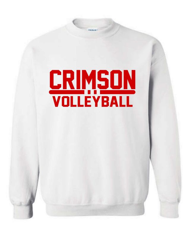 CRIMSON VOLLEYBALL-18000 WHITE CREW NECK SWEATSHIRT (FRONT &amp; BACK PRINT)