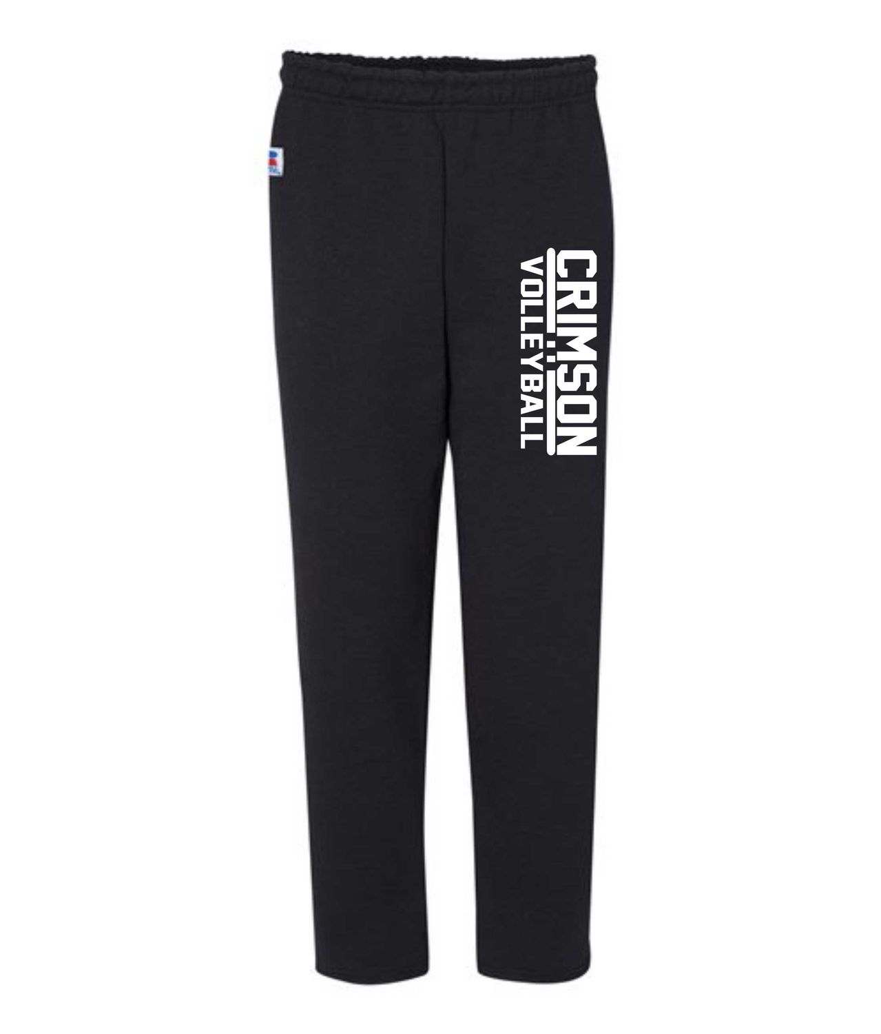 CRIMSON VOLLEYBALL-596HBM BLACK OPEN BOTTOM POCKET SWEATPANTS