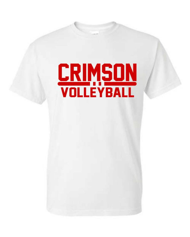 CRIMSON VOLLEYBALL-UA 1376842 WHITE 60/40 T-SHIRT (FRONT &amp; BACK PRINT)