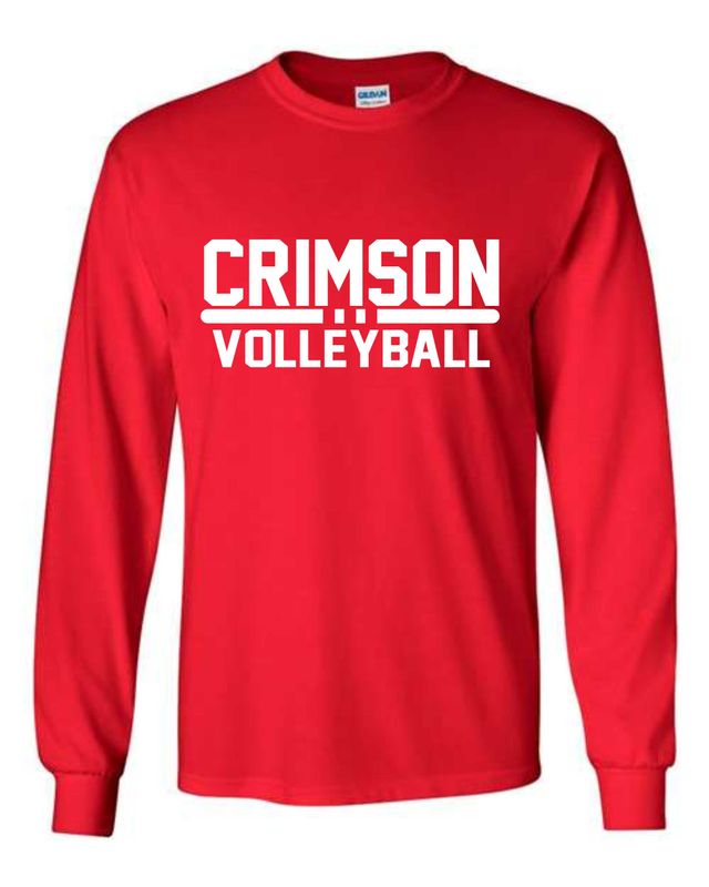CRIMSON VOLLEYBALL-5400 RED LONG SLEEVE-T (FRONT &amp; BACK PRINT)