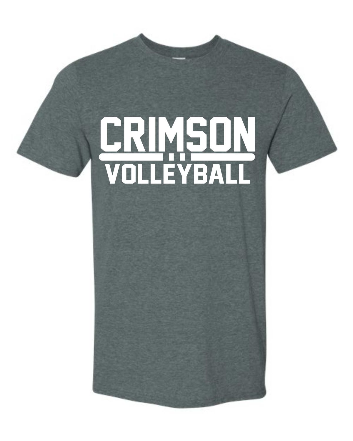 CRIMSON VOLLEYBALL-64000 CHARCOAL SOFT STYLE-T (FRONT &amp; BACK PRINT)