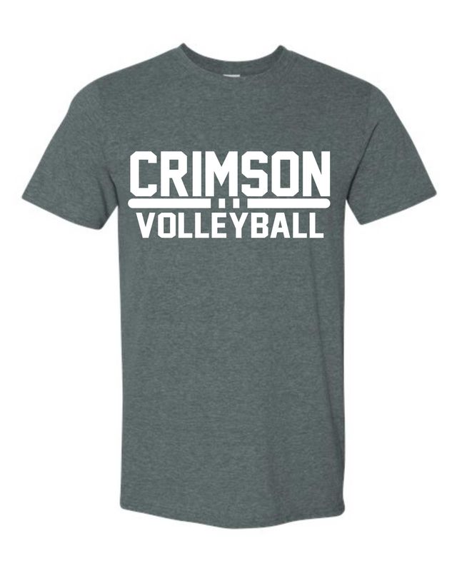 CRIMSON VOLLEYBALL-64000 CHARCOAL SOFT STYLE-T (FRONT &amp; BACK PRINT)