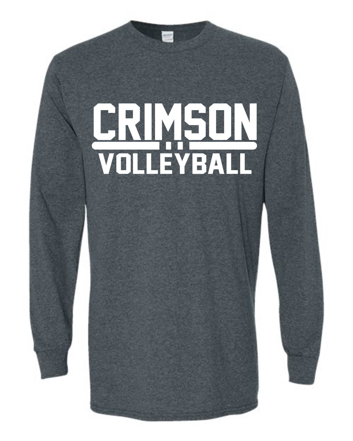CRIMSON VOLLEYBALL-5400 CHARCOAL LONG SLEEVE-T (FRONT &amp; BACK PRINT)