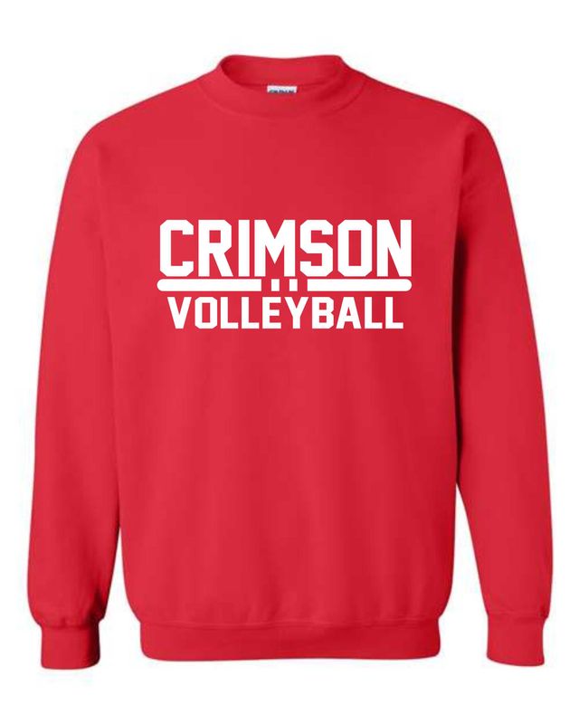 CRIMSON VOLLEYBALL-18000 RED CREW NECK SWEATSHIRT (FRONT &amp; BACK PRINT)