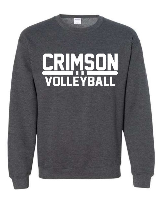 CRIMSON VOLLEYBALL-18000 CHARCOAL CREW NECK SWEATSHIRT (FRONT &amp; BACK PRINT)