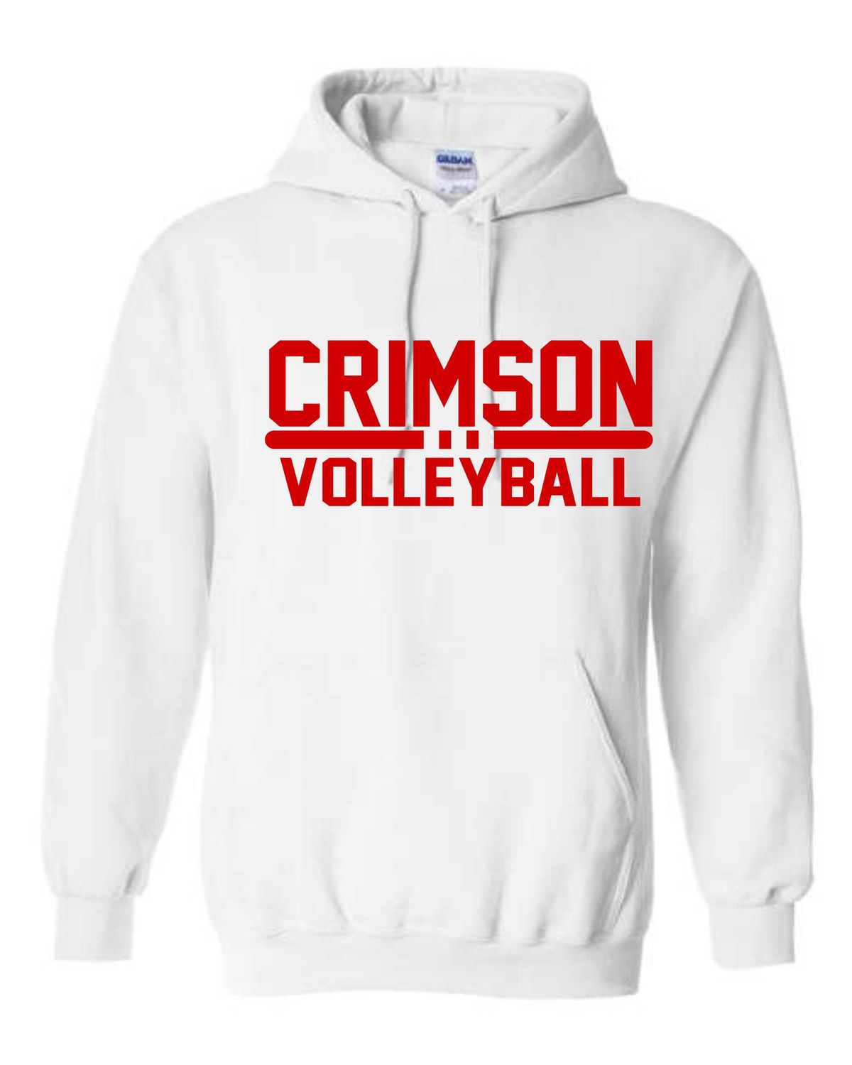 CRIMSON VOLLEYBALL-18500 WHITE PULLOVER HOODIE (FRONT &amp; BACK PRINT)