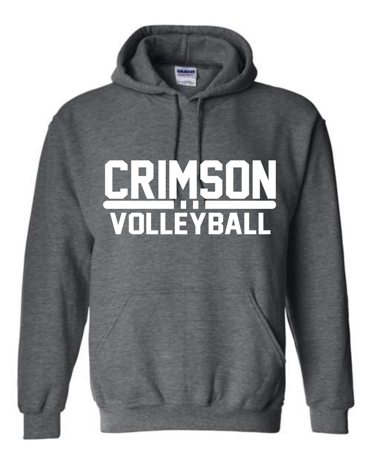CRIMSON VOLLEYBALL-18500 CHARCOAL PULLOVER HOODIE (FRONT &amp; BACK PRINT)