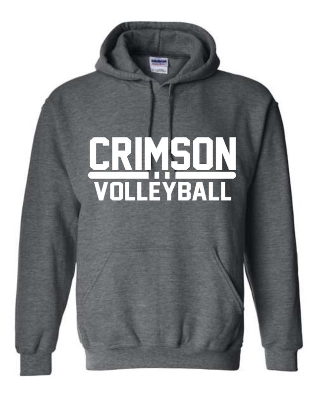 CRIMSON VOLLEYBALL-18500 CHARCOAL PULLOVER HOODIE (FRONT &amp; BACK PRINT)