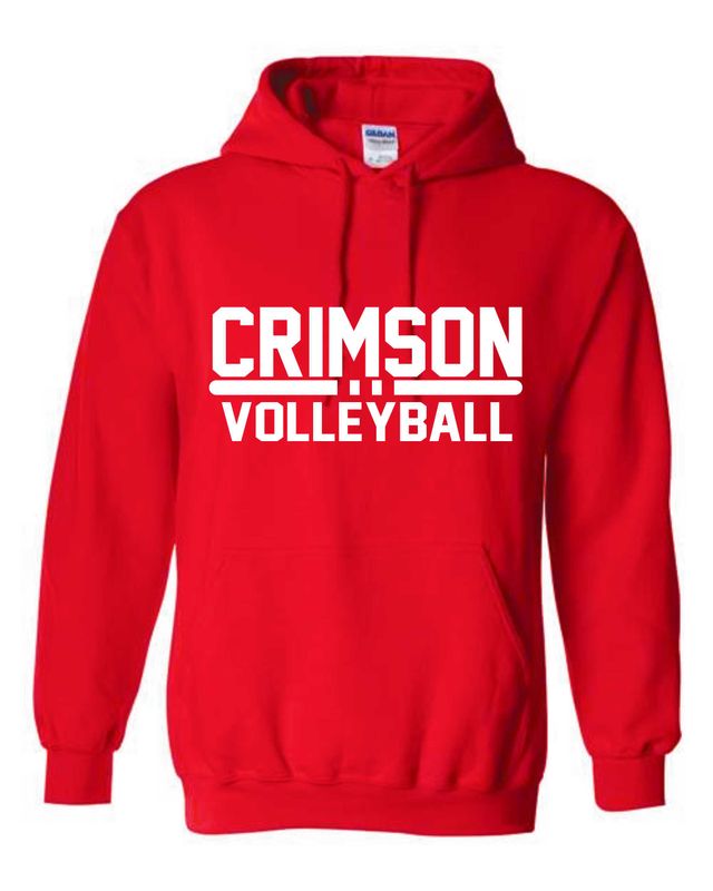 CRIMSON VOLLEYBALL-18500 RED PULLOVER HOODIE (FRONT &amp; BACK PRINT)