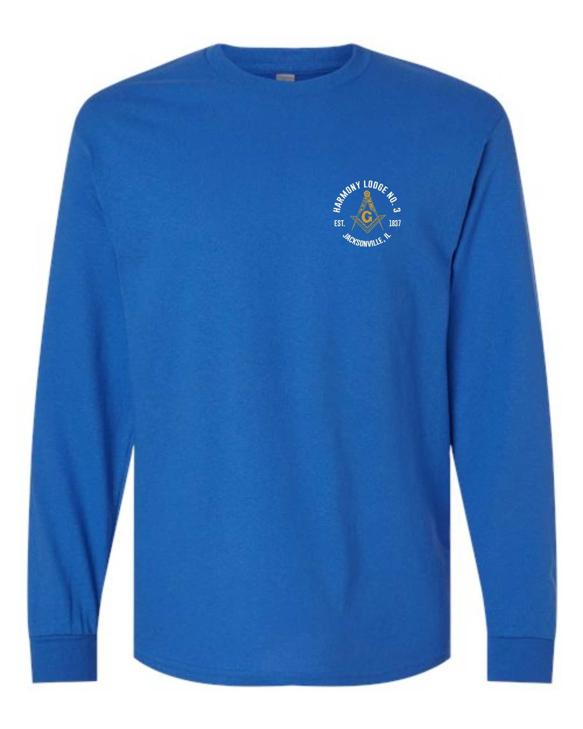 HARMONY LODGE-5400 ROYAL BLUE LONG SLEEVE-T (FRONT &amp; BACK PRINT) SCREEN PRINTED