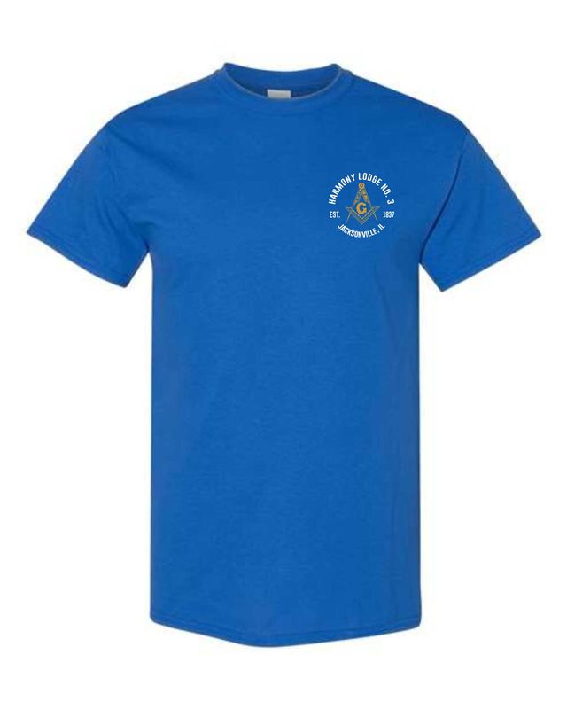HARMONY LODGE-5000 ROYAL BLUE UNI-SEX T-SHIRT (FRONT &amp; BACK PRINT) SCREEN PRINTED