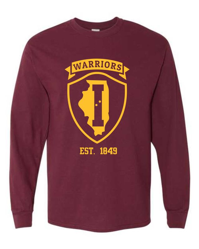 ISVI WARRIORS-5400 MAROON LONG SLEEVE-T (FRONT PRINT)